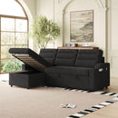 MH83.5' Convertible Sleeper Combo Sofa, Convertible Sofa Bed Polyester Pullout Bed with Storage Recliner and Cup Holder for Living Room, Tight Spaces