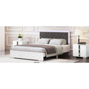Queen Size Upholstered Bed with LED Light,Modern Platform Bed with with Velvet Headboard,White