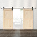 Pine Wood Unfinished Double Barn Door with Installation Hardware Kit