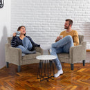 Light Brown Upholstered Midcentury Living Room Armchair