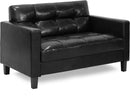 Two Seater Tufted Black Faux Leather Loveseat for Living Room