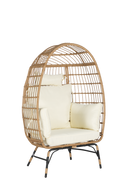 Wicker Egg Chair,Rattan Egg Chair Indoor Outdoor,Oversized Large Egg Chairs 600lbs with Ottoman and Thick Cushions for Porch, Backyard, Balcony