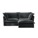 Slipcovered Sectional 2 Seater Sofa Couch with Convertible Ottoman, Wide and Deep Seat L Shaped Sofa with Detachable Cover and Soft Multiple Big Pillows,Gray Corduroy Fabric