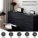 6 Drawer Black Dresser, Modern Bedroom Dresser with Spacious Countertop, Wood Storage Cabinet with Concealed Handles & 6 Deep Drawers for Bedroom, Living Room, Entryway, 15.7' D x 47.2' W x 30.9' H
