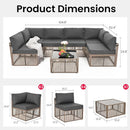 Brown Rattan Outdoor Conversation Set With Gray Cushions