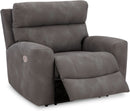 Dark Brown Faux Leather Wall Hugger Power Recliner Headrest