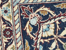 Indo Persian Sarouk Rug 9x12, Floral Allover, Dark Red & Navy Blue, Handmade Vintage Wool Carpet