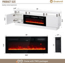 80 Inch White Electric Fireplace TV Stand With LED Lights