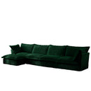 Slipcovered L Shape Sectional Long Sofa Couch, 4 Seater Sofa with Suppleness Armrests,Deep Seat Sofa with 2 Big Pillows, Comfy Couch for Living Room, Apartment, Green Corduroy Fabric