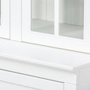 Retro Style Wall Suit with Glass Doors, 75.25'' Tall Display Cabinets & Triangle Sided Bookshelves, White