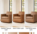 Genuine Leather Swivel Accent Chair Fully Assembled
