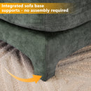 Elegant Green Chenille Two-Seater Sofa with Ottoman & Lumbar Pillows, Ergonomic Design, Easy Install