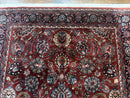Indo Persian Rug 5x7, Vintage Traditional Floral Carpet, Burgundy and Navy Blue