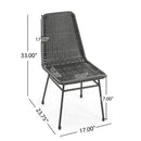 Outdoor Dining Chairs Set of 2, Rattan Backrest and Cushions, Iron Frame, Dark Brown