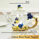 Daisy enamel pink crystal glass teapot set dining room drinkware