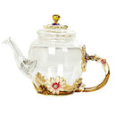 Daisy enamel pink crystal glass teapot set dining room drinkware
