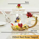 Daisy enamel pink crystal glass teapot set dining room drinkware