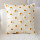 Daisy flora embroidered blue & white cushion cover living room decor