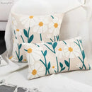 Daisy floral embroidered beige pillow cover bedroom decor