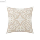Daisy floral embroidered beige pillow cover bedroom decor