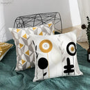 Daisy floral embroidered beige pillow cover bedroom decor