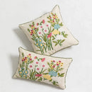 Daisy floral embroidery beige pillow cover bedroom decor