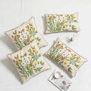 Daisy floral embroidery beige pillow cover bedroom decor