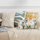 Daisy floral geometric embroidery pillowcase for living room decor