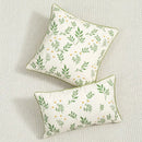 Daisy floral green leaves embroidery cushion cover living room