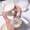 Daisy flower glass water bottle yellow & white kitchen tumbler charm
