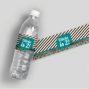 Damask Stripes Birthday Water Bottle Labels