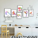 Dance king yoga print set of 6 rainbow watercolor posters bedroom art