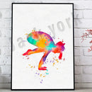 Dance king yoga print set of 6 rainbow watercolor posters bedroom art