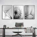 Dandelion Canvas Wall Art Black White