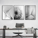 Dandelion Canvas Wall Art Black White