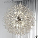 Dandelion gold & chrome chandelier dining room crystal pendant light