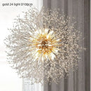 Dandelion gold & chrome chandelier dining room crystal pendant light