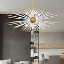 Dandelion golden ball starburst chandelier gold & white dining room