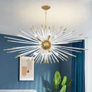 Dandelion golden ball starburst chandelier gold & white dining room