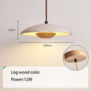 Danish cream stone and wood pendant lamp for bedroom