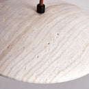 Danish cream stone and wood pendant lamp for bedroom