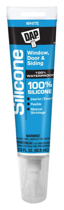 DAP White Silicone Rubber Door, Siding and Window Sealant 2.8 oz.