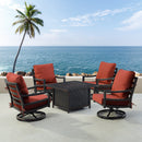 Black Aluminum Fire Table Set with Four Club Chairs