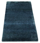 Dark Blue 2x3 Hand Knotted Solid Blue Rug made with Art Silk | N6623