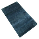 Dark Blue 2x3 Hand Knotted Solid Blue Rug made with Art Silk | N6623