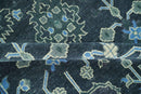 Dark Blue and Beige 5.6x8.6 Hand Knotted Traditional Oushak wool area rug