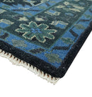 Dark Blue and Beige 5.6x8.6 Hand Knotted Traditional Oushak wool area rug