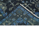 Dark Blue and Beige 5.6x8.6 Hand Knotted Traditional Oushak wool area rug