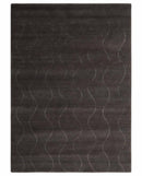 Dark Brown and Ivory Modern Stripes Pattern Hand knotted 5x7 wool and Art Silk Area Rug