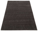 Dark Brown and Ivory Modern Stripes Pattern Hand knotted 5x7 wool and Art Silk Area Rug